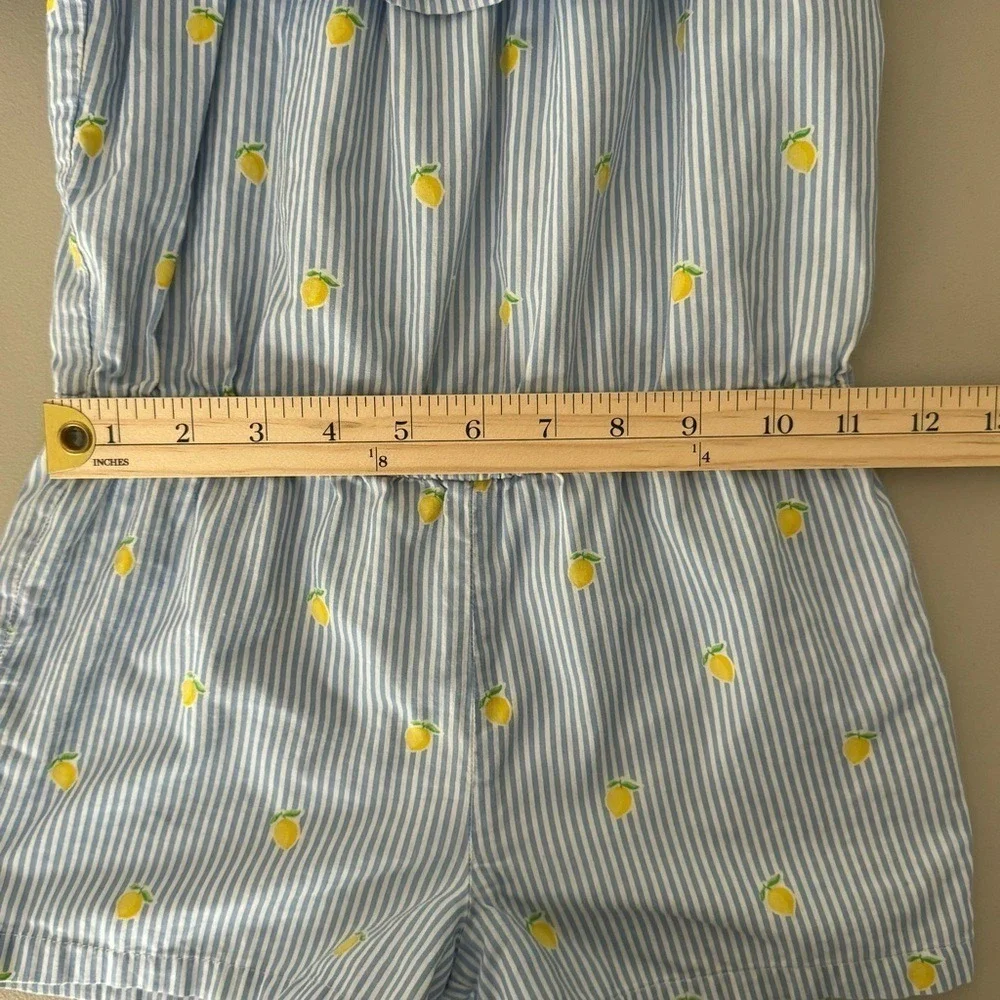 Janie & Jack Girls Romper 4T/5T Blue Stripe Lemon Ruffle Beach Vacation Cotton - Picture 9 of 13